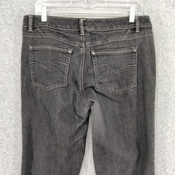 White House Black Market Boot Leg Jeans Womens Size 10 R Black Blanc Stretch Mid - Picture 8 of 11